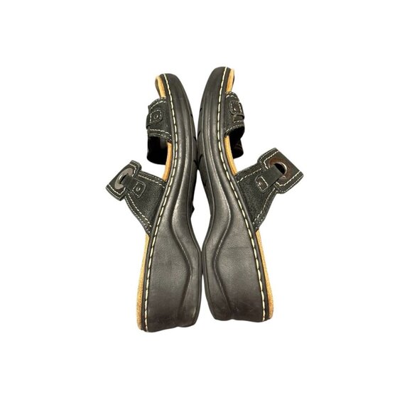 Clarks Womens Black Slide Sandals With Double Straps & Metal Accents Size 9M - Picture 6 of 8